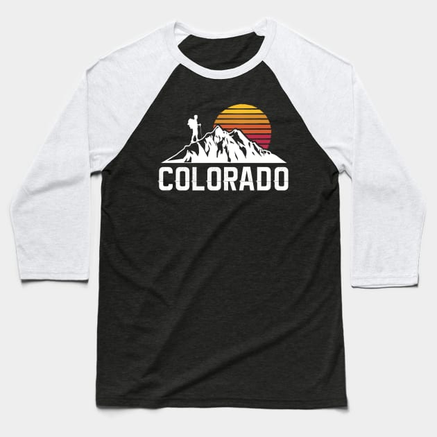 Retro Vintage Colorado Hiking Gift Baseball T-Shirt by HCMGift